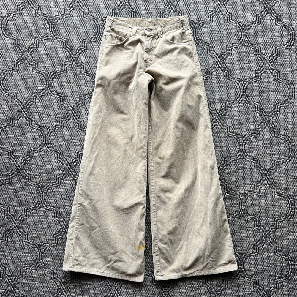 Vintage Howick Riders Pants Mens 28 Tan Wide Leg Corduroy Flare Bell Bottom 70s
